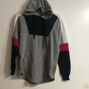 Bleecker Mercer Hoodie kangaroo pocket side zip up gray multi color.Small